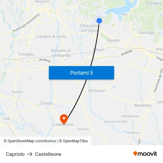 Capriolo to Castelleone map