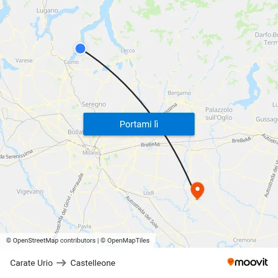 Carate Urio to Castelleone map