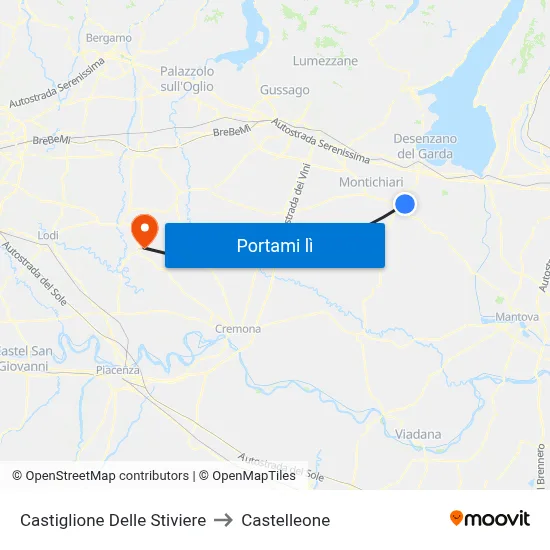 Castiglione Delle Stiviere to Castelleone map