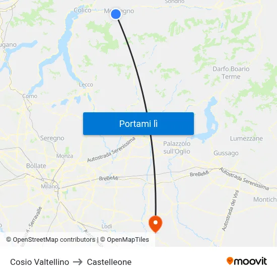 Cosio Valtellino to Castelleone map