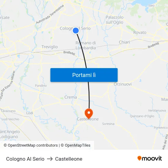Cologno Al Serio to Castelleone map
