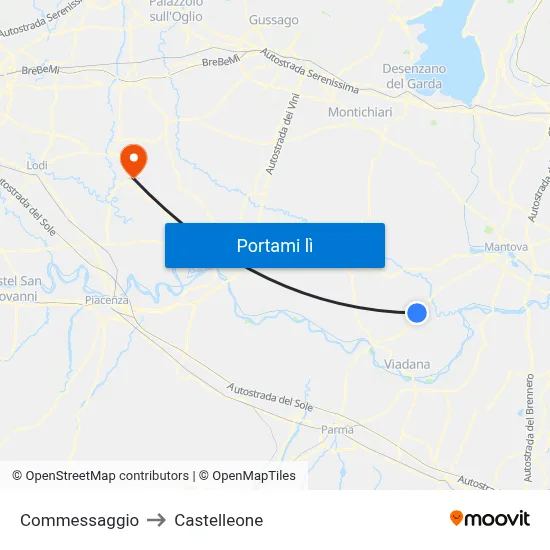 Commessaggio to Castelleone map