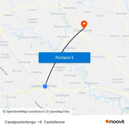 Casalpusterlengo to Castelleone map