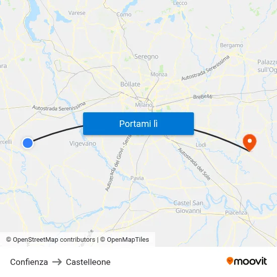 Confienza to Castelleone map
