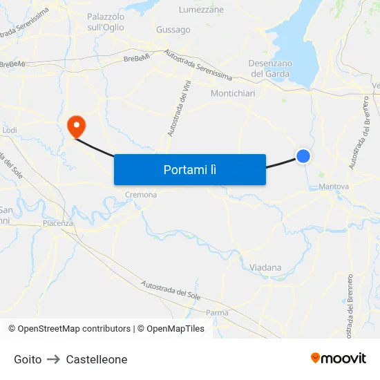 Goito to Castelleone map