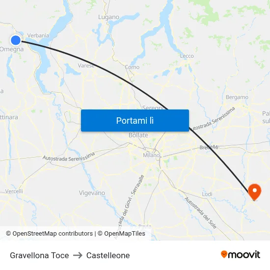 Gravellona Toce to Castelleone map
