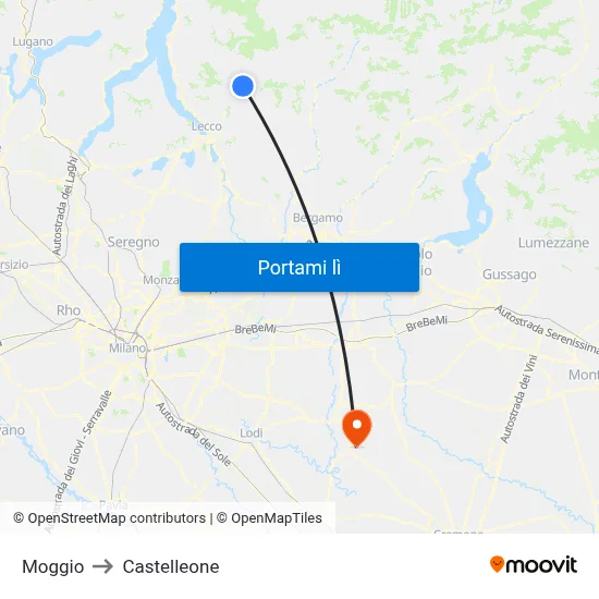 Moggio to Castelleone map