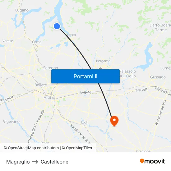 Magreglio to Castelleone map