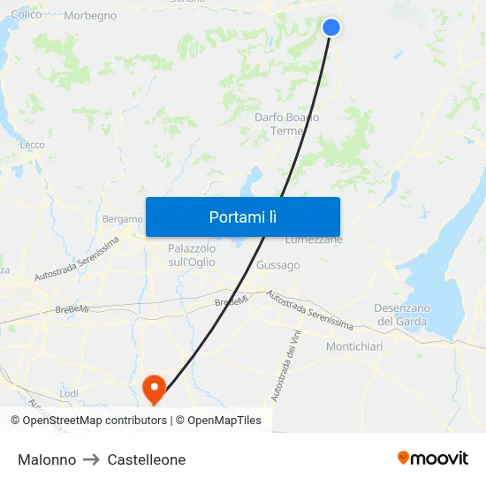 Malonno to Castelleone map