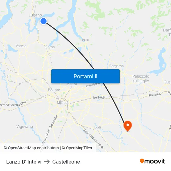Lanzo D' Intelvi to Castelleone map