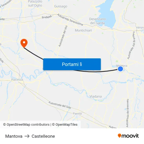 Mantova to Castelleone map