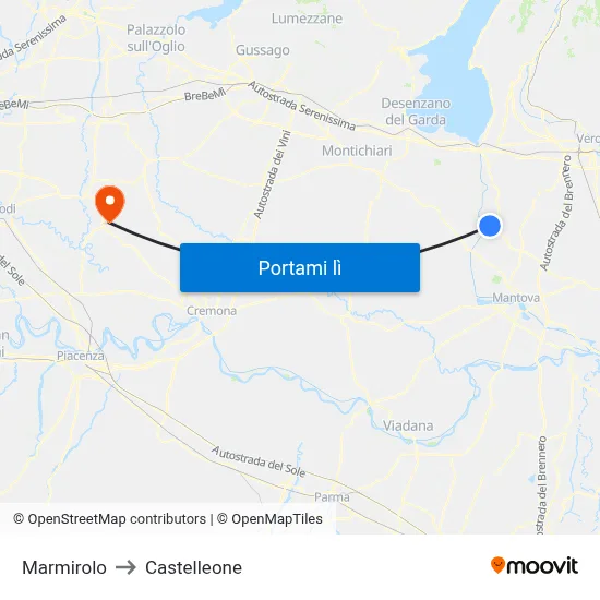 Marmirolo to Castelleone map