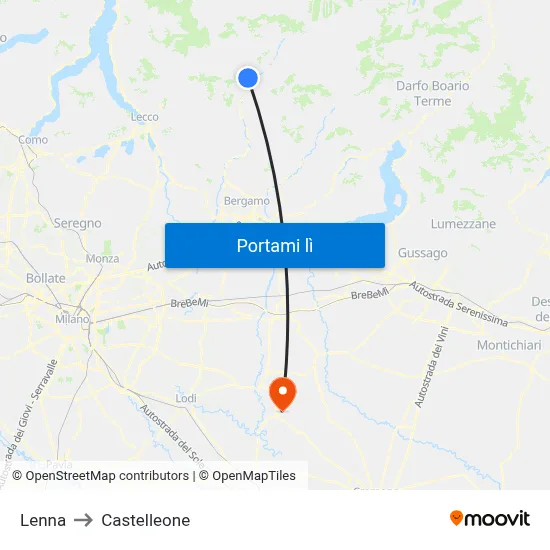 Lenna to Castelleone map