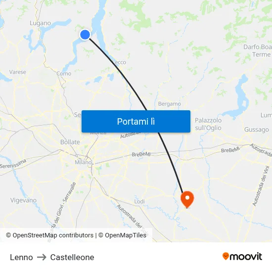 Lenno to Castelleone map