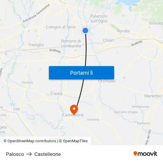 Palosco to Castelleone map