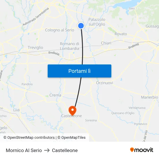 Mornico Al Serio to Castelleone map