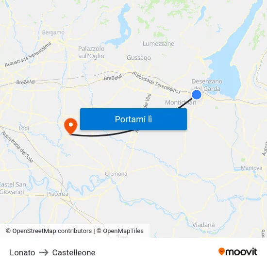 Lonato to Castelleone map
