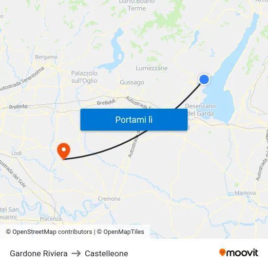 Gardone Riviera to Castelleone map