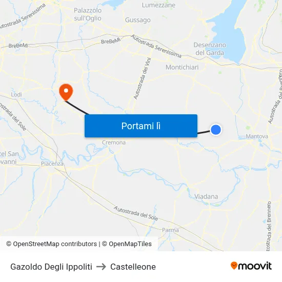 Gazoldo Degli Ippoliti to Castelleone map