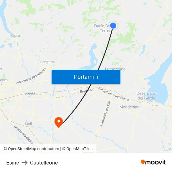 Esine to Castelleone map