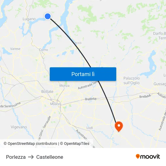 Porlezza to Castelleone map