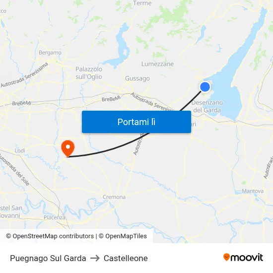 Puegnago Sul Garda to Castelleone map