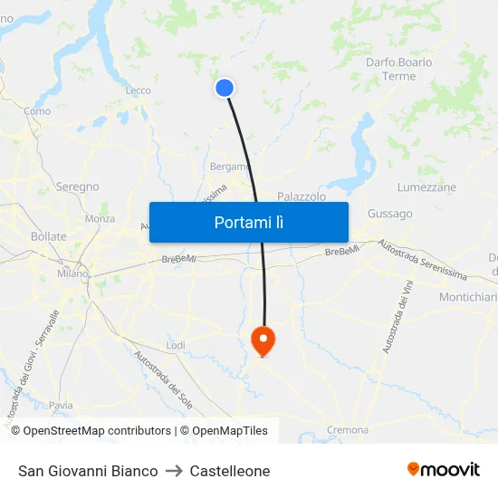 San Giovanni Bianco to Castelleone map
