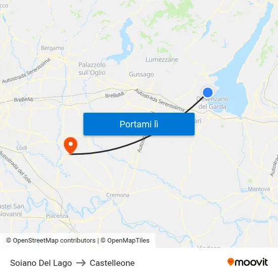 Soiano Del Lago to Castelleone map