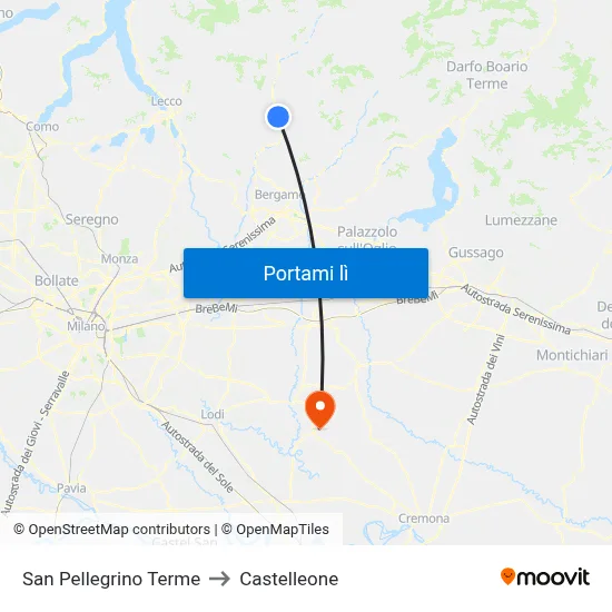 San Pellegrino Terme to Castelleone map