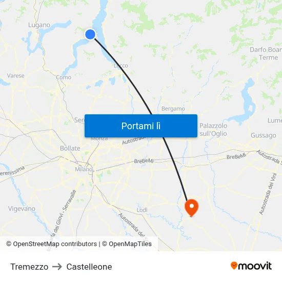 Tremezzo to Castelleone map