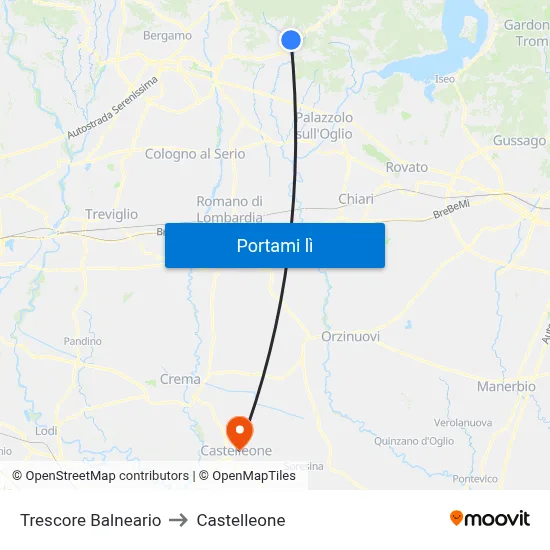 Trescore Balneario to Castelleone map
