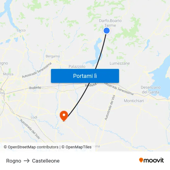 Rogno to Castelleone map