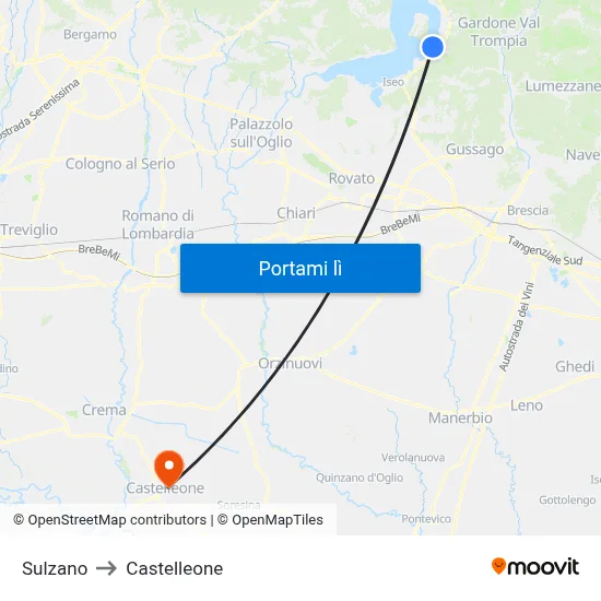 Sulzano to Castelleone map