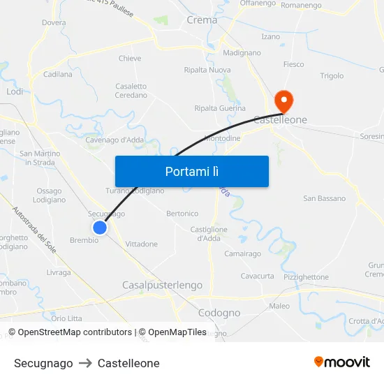 Secugnago to Castelleone map