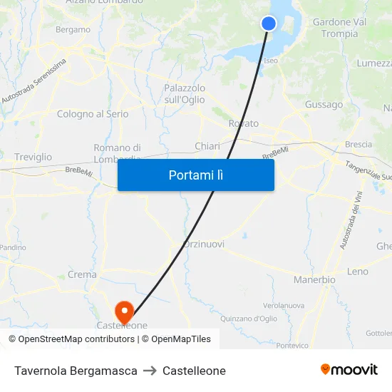 Tavernola Bergamasca to Castelleone map