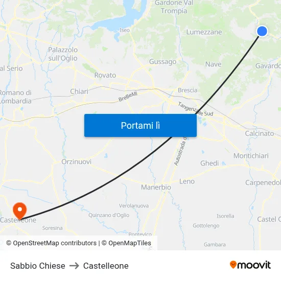 Sabbio Chiese to Castelleone map