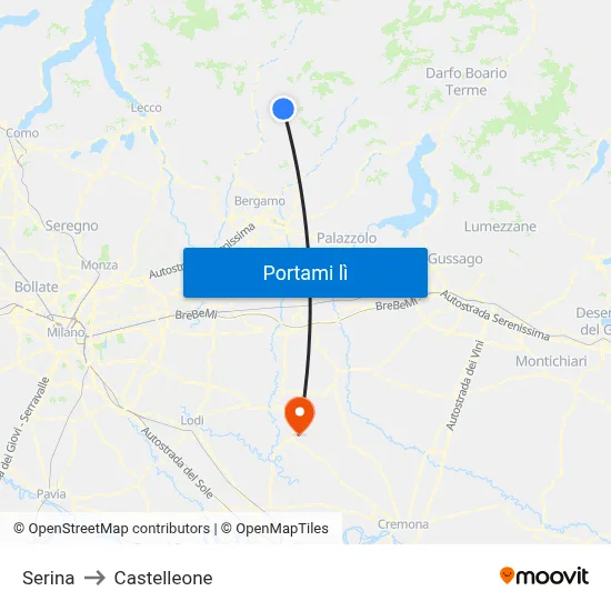 Serina to Castelleone map
