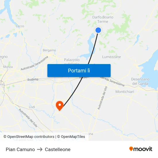 Pian Camuno to Castelleone map
