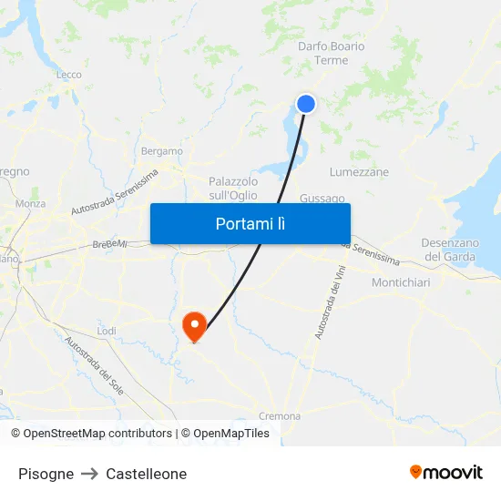 Pisogne to Castelleone map