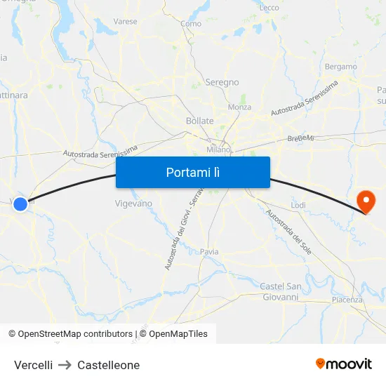 Vercelli to Castelleone map
