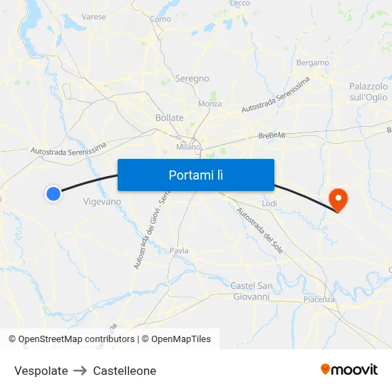 Vespolate to Castelleone map