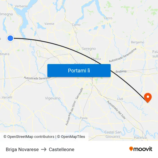 Briga Novarese to Castelleone map