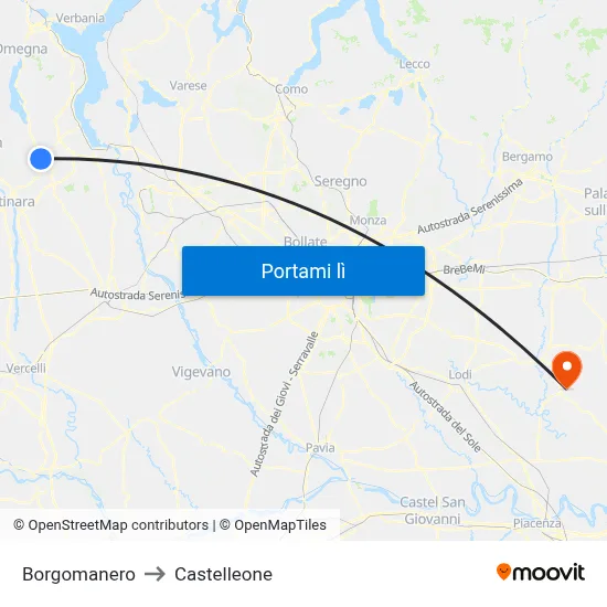 Borgomanero to Castelleone map