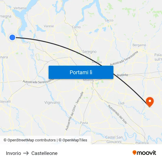 Invorio to Castelleone map