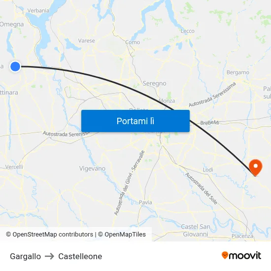 Gargallo to Castelleone map