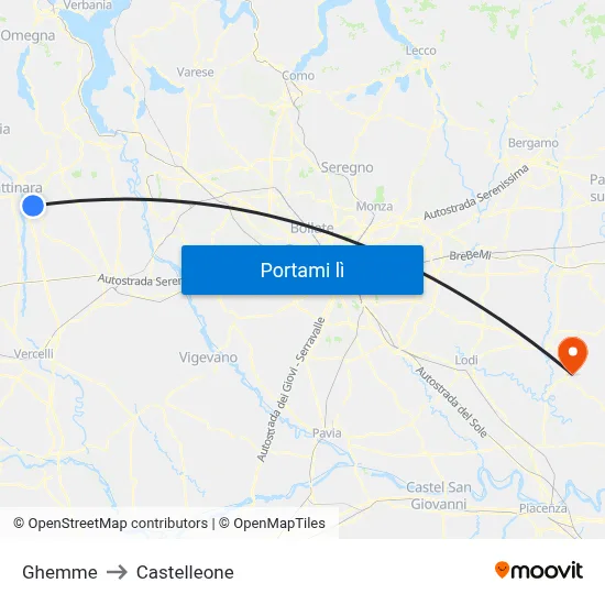 Ghemme to Castelleone map