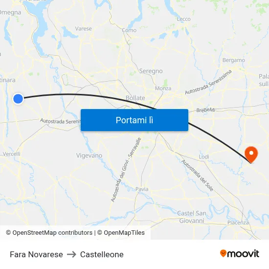 Fara Novarese to Castelleone map