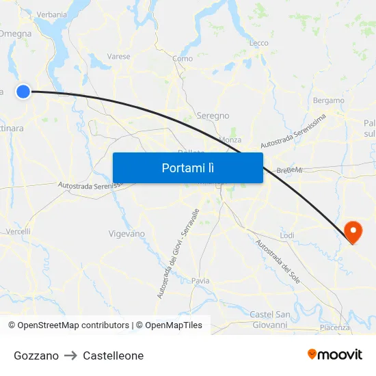 Gozzano to Castelleone map