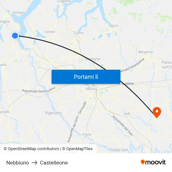 Nebbiuno to Castelleone map