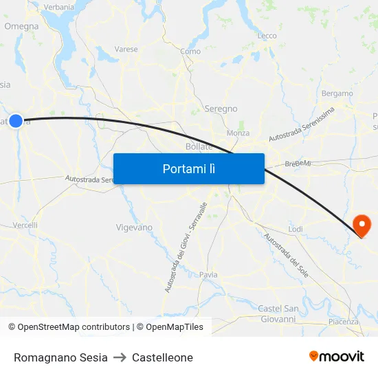 Romagnano Sesia to Castelleone map